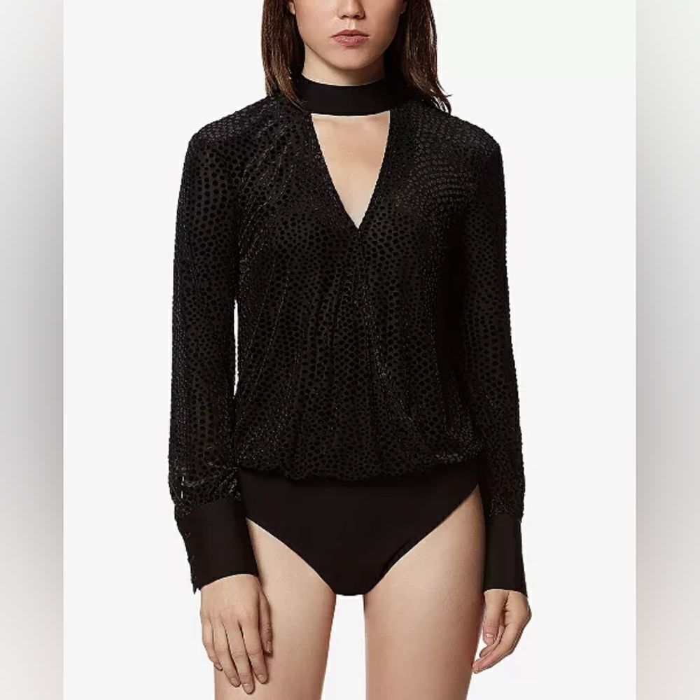 NWT Avec Les Filles Velvet Dot-Print Burnout Bodysuit - Picture 4 of 5
